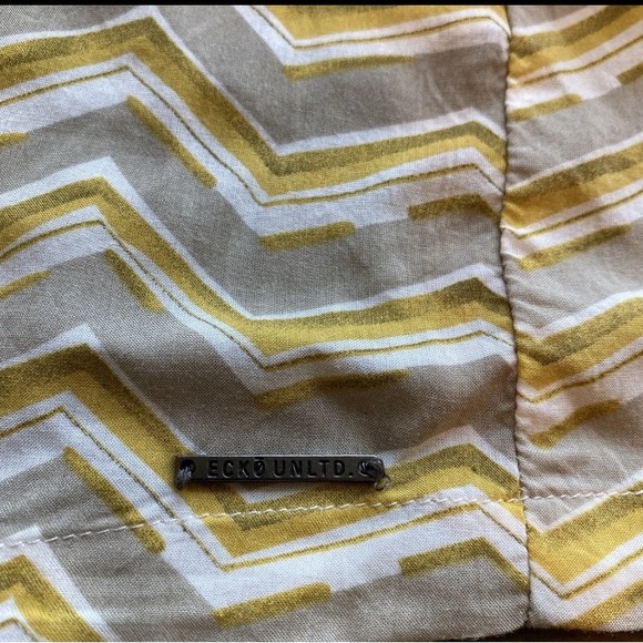 VTG Y2K Ecko Red UNLTD Dress L Halter Tank Tan Mustard Boho Beachy Babydoll Mini - Picture 8 of 15